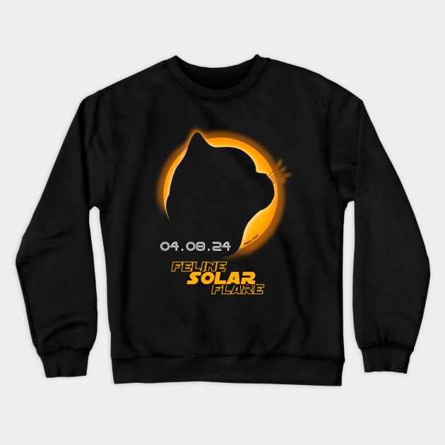 Feline Solar Flare - Total Solar Eclipse 2024 Crewneck Sweatshirt by meow-mom